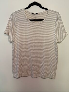 Green Envelope Cream & Black Striped Crewneck Tee